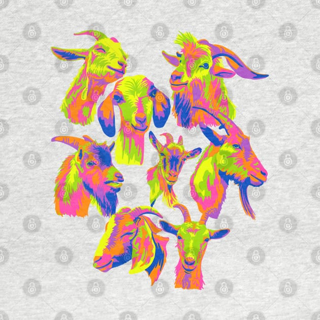 Neon Goat Friends by Slightly Unhinged